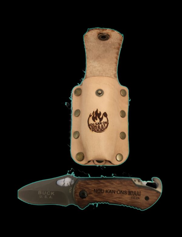 Pocket knife with leather pouch - Image 2