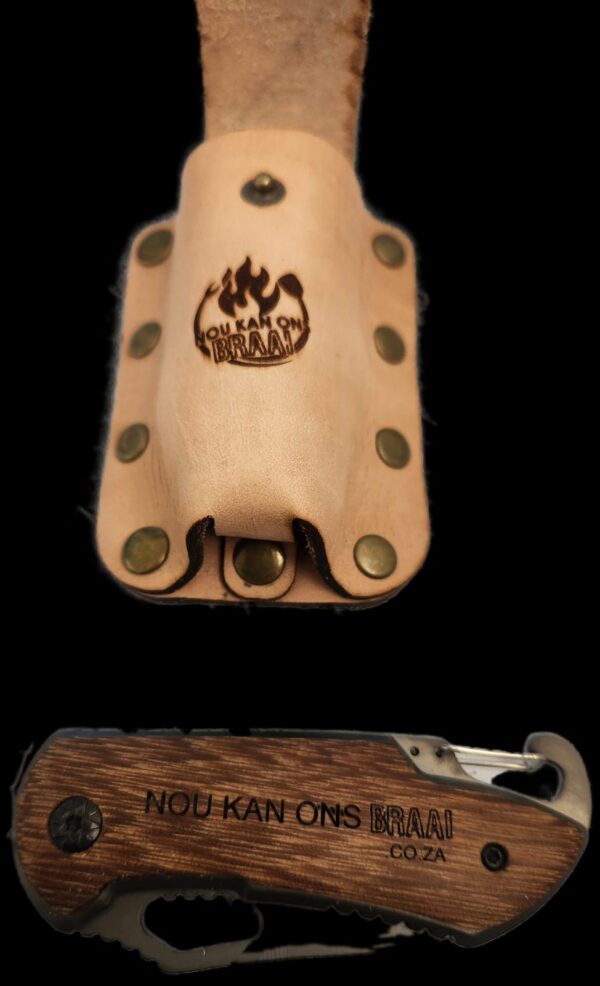 Pocket knife with leather pouch - Image 3